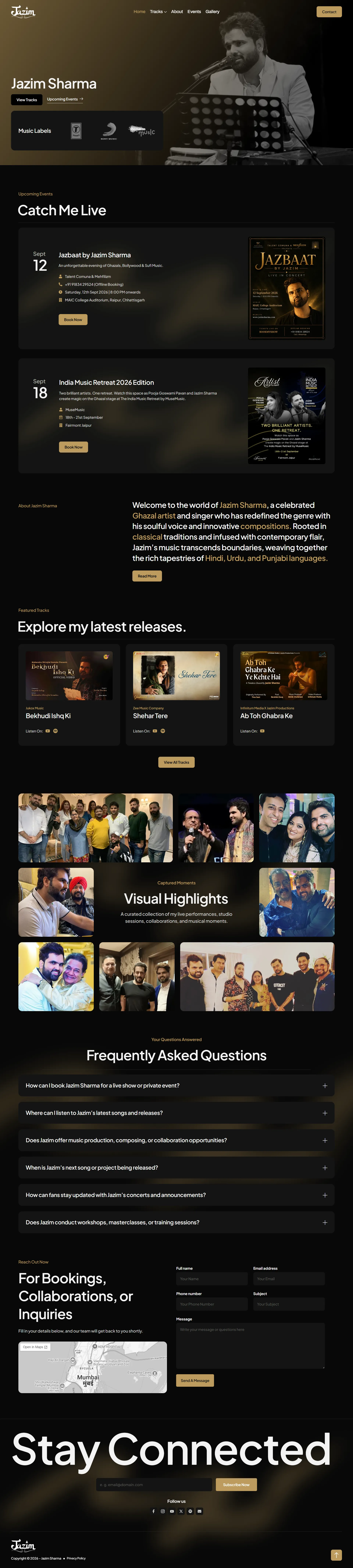 Jazim Sharma Artist Website — view 1